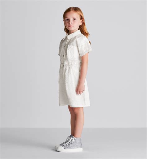 Kid's Playsuit Ivory Macrocannage Cotton Gabardine 